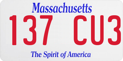 MA license plate 137CU3
