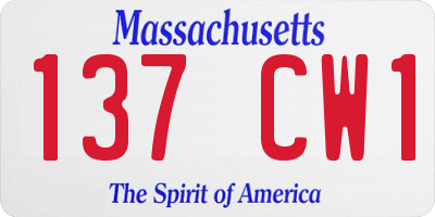 MA license plate 137CW1