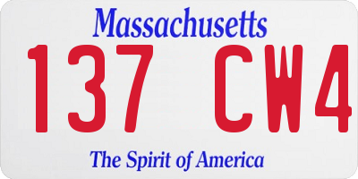 MA license plate 137CW4