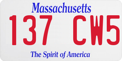 MA license plate 137CW5