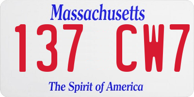 MA license plate 137CW7
