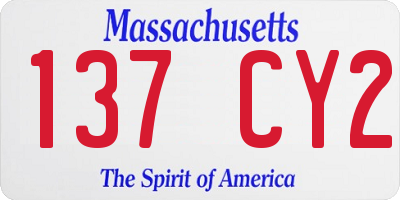 MA license plate 137CY2