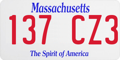MA license plate 137CZ3
