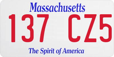 MA license plate 137CZ5