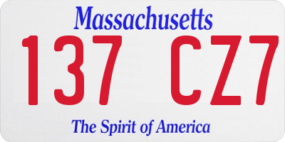MA license plate 137CZ7