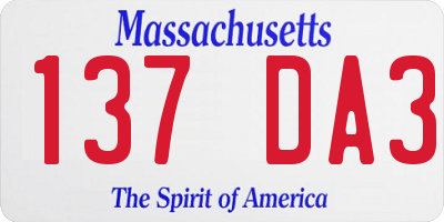 MA license plate 137DA3