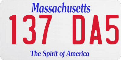 MA license plate 137DA5