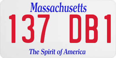 MA license plate 137DB1