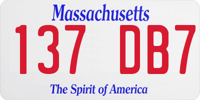 MA license plate 137DB7