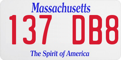 MA license plate 137DB8