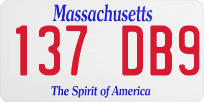 MA license plate 137DB9