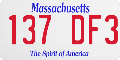 MA license plate 137DF3