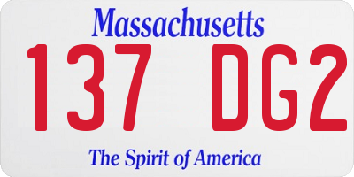 MA license plate 137DG2