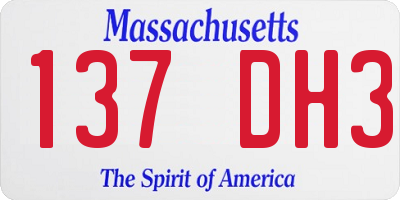 MA license plate 137DH3