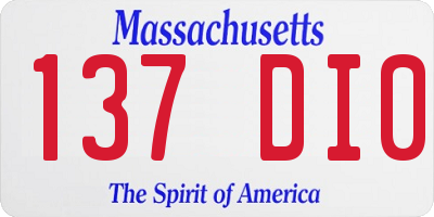 MA license plate 137DI0