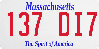 MA license plate 137DI7