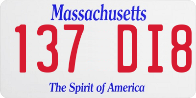MA license plate 137DI8