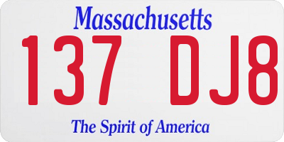 MA license plate 137DJ8