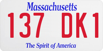 MA license plate 137DK1