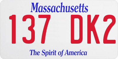 MA license plate 137DK2
