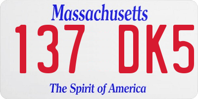 MA license plate 137DK5