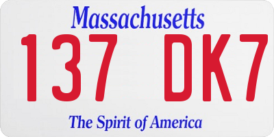 MA license plate 137DK7