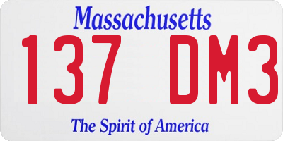 MA license plate 137DM3