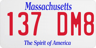 MA license plate 137DM8