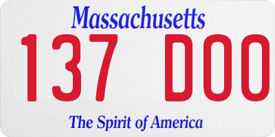 MA license plate 137DO0
