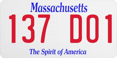 MA license plate 137DO1