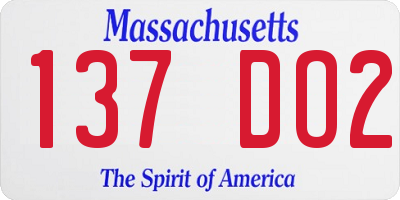 MA license plate 137DO2