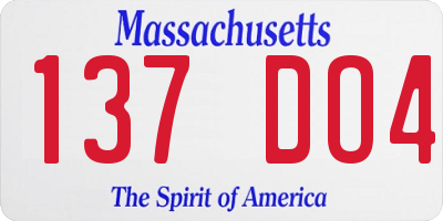 MA license plate 137DO4