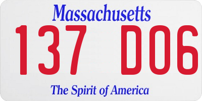 MA license plate 137DO6