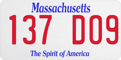 MA license plate 137DO9