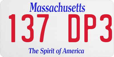 MA license plate 137DP3