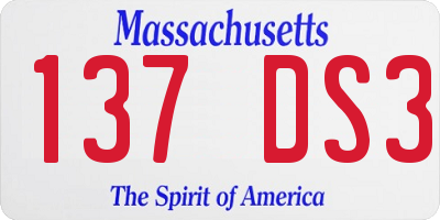 MA license plate 137DS3
