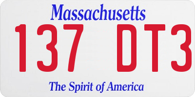 MA license plate 137DT3