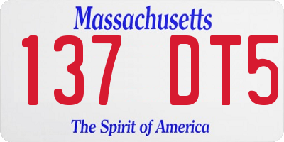MA license plate 137DT5