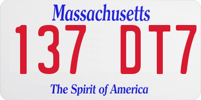 MA license plate 137DT7
