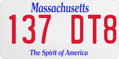 MA license plate 137DT8