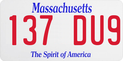 MA license plate 137DU9