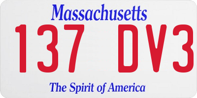 MA license plate 137DV3