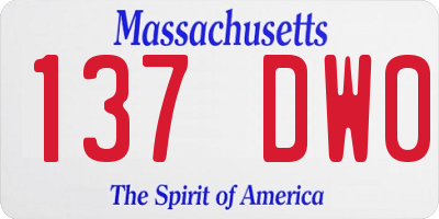 MA license plate 137DW0