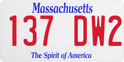MA license plate 137DW2