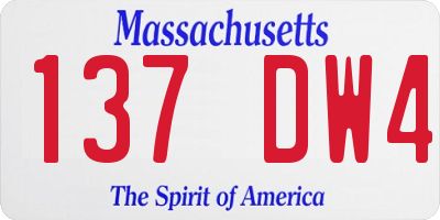 MA license plate 137DW4