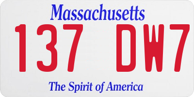 MA license plate 137DW7