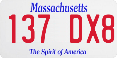 MA license plate 137DX8