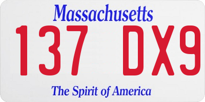 MA license plate 137DX9