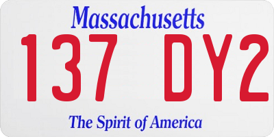 MA license plate 137DY2