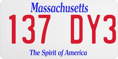 MA license plate 137DY3